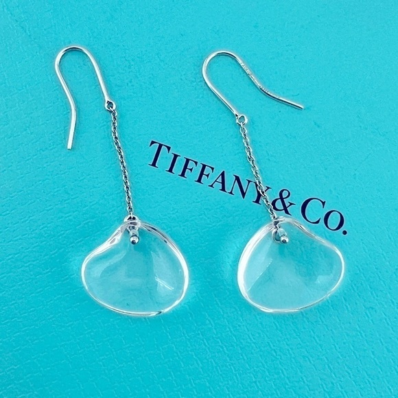 Tiffany & Co. Elsa Peretti Cat Island Island Shell Rock Crystal Silver Earrings - Picture 1 of 6